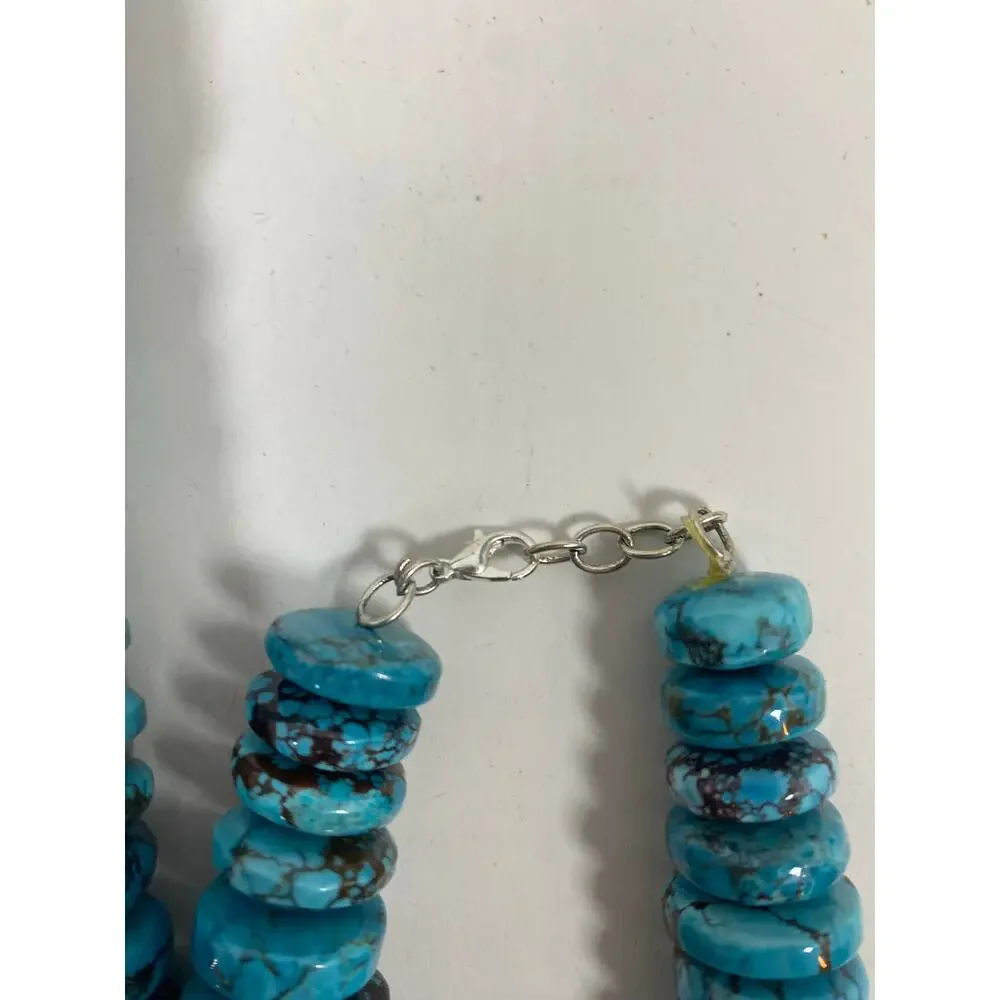 Graduated Blue Turquoise NuggetsNecklace and Braclet - Picture 7 of 10